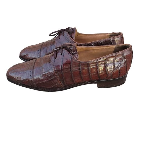 Vtg David  Eden Men\'s Oxford Shoes Size 11.5 Brown  Geniune Alligator Cap Toe main image 8